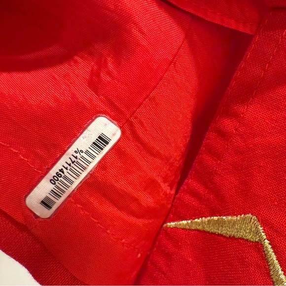 Vintage Adam Douglass Red and Gold Embroidered Dress - Made in Hong Kong - Picture 5 of 5